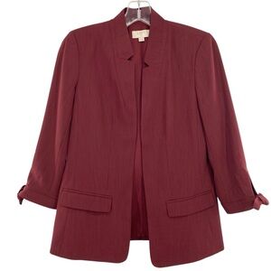 Loft Ann Taylor Burgundy Open Front Blazer Jacket